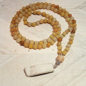 Gold Quartzite Pendant Necklace